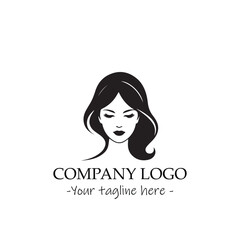 a woman silhouette black and white for logo company vector image