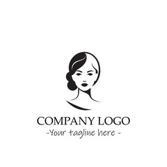 a woman silhouette black and white for logo company vector image