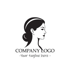 a woman silhouette black and white for logo company vector image