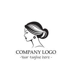 a woman silhouette black and white for logo company vector image