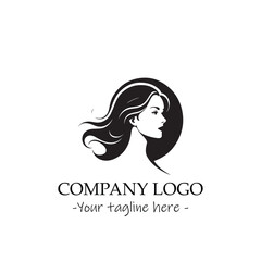a woman silhouette black and white for logo company vector image
