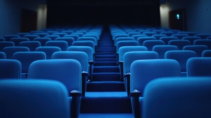 Obraz premium Empty Blue Auditorium Seats: Awaiting the Show