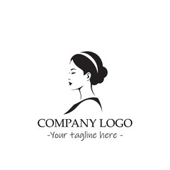 a woman silhouette black and white for logo company vector image
