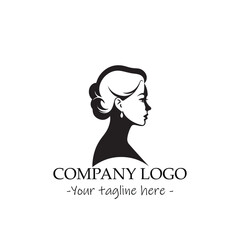 a woman silhouette black and white for logo company vector image