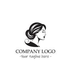 a woman silhouette black and white for logo company vector image
