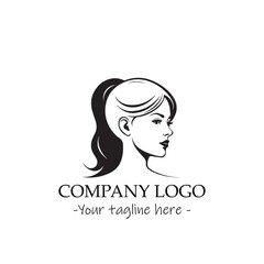 a woman silhouette black and white for logo company vector image