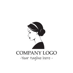 a woman silhouette black and white for logo company vector image