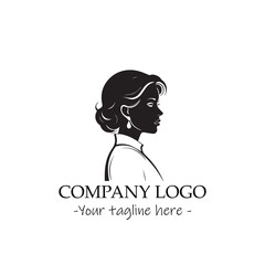 a woman silhouette black and white for logo company vector image