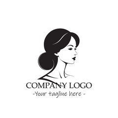 a woman silhouette black and white for logo company vector image
