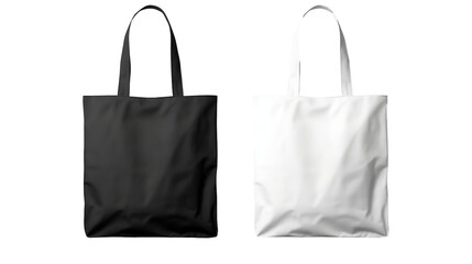 White Black Tote Bags Mockup on PNG Transparent Background
