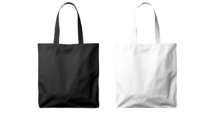 White Black Tote Bags Mockup on PNG Transparent Background
