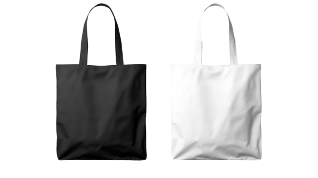 White Black Tote Bags Mockup on PNG Transparent Background
