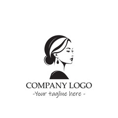 a woman silhouette black and white for logo company vector image