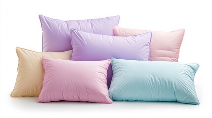 Cozy Bedding Set with Soft Pillows on Isolated Background