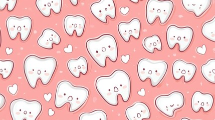 Obraz premium Bright and cheerful flat design of outlined teeth, perfect for dentalthemed branding and marketing assets.