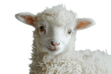 Fluffy white lamb with soft wool