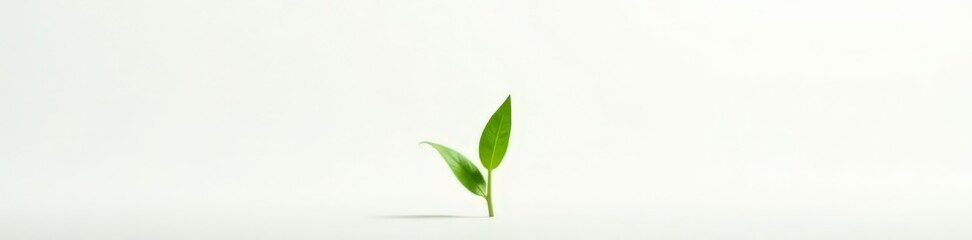 Single stem of green plant against white surface, isolated, isolate