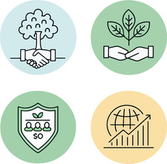 ESG Line Icons Set Editable Stroke Vector for Sustainability, Governance, and Environment