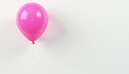 Pink helium balloon floating on white background with shadow, balloon, festive, party