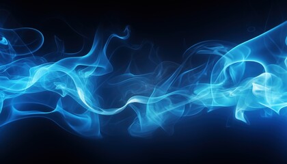 Ethereal blue smoke swirling on a dark background, creating abstract shapes and movement