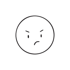 Fototapeta premium シンプルな手描きのムッとして怒っている顔文字のモノクロイラスト