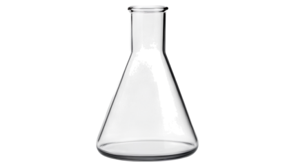 Transparent Erlenmeyer flask with no liquid isolated on PNG