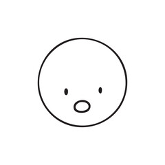 シンプルな手描きのポカンと唖然としている顔文字のモノクロイラスト