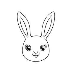 Fototapeta premium Sweet minimalist vector line art of a bunny face with long ears and a gentle expression