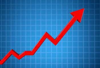 Red zigzag arrow pointing down on a graph depicting market decline, market crash, drop