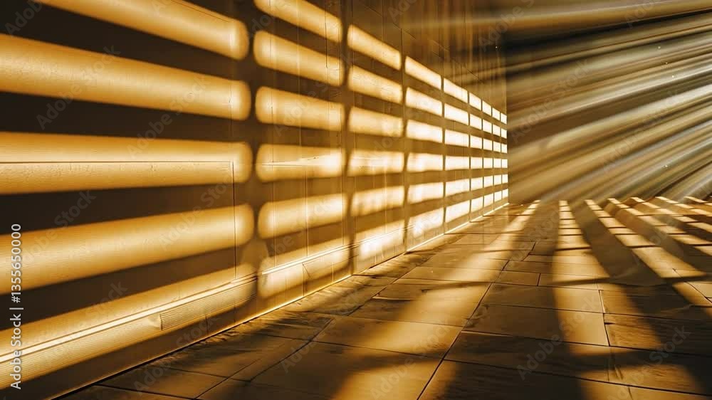 Poster light and shadow: an abstract interior, where the interplay of light and shadow creates striking geo