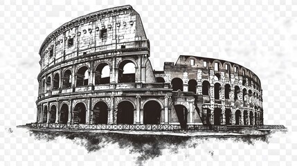Vintage Rome Travel Stamp Illustration Transparent Background
