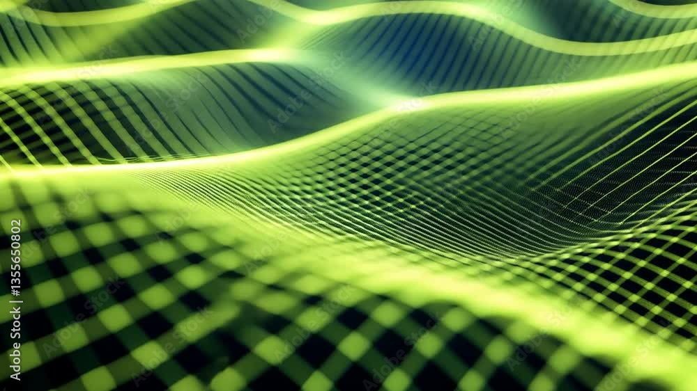 Poster abstract waveform: an abstract and mesmerizing digital visualization of a flowing, undulating wavefo