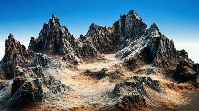 Majestic Mountain Range: A 3D Render of a Rugged and Breathtaking Landscape