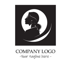 a woman silhouette black and white illustration for logo company vector image