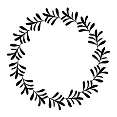 シンプルなリーフのフレーム　モノクロ