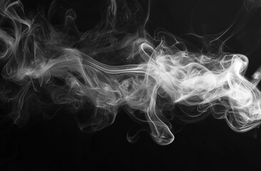 Obraz premium Abstract white smoke on black background with soft, cloud-like textures