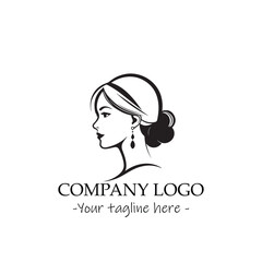 a woman silhouette black and white illustration for logo company vector image