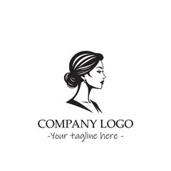 a woman silhouette black and white illustration for logo company vector image
