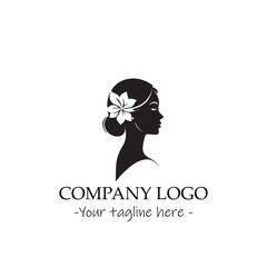 a woman silhouette black and white illustration for logo company vector image