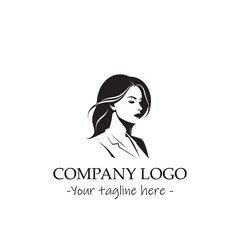 a woman silhouette black and white illustration for logo company vector image
