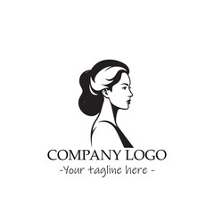 a woman silhouette black and white illustration for logo company vector image