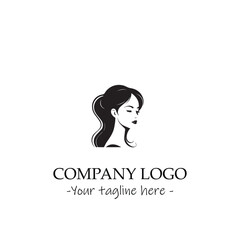 a woman silhouette black and white illustration for logo company vector image