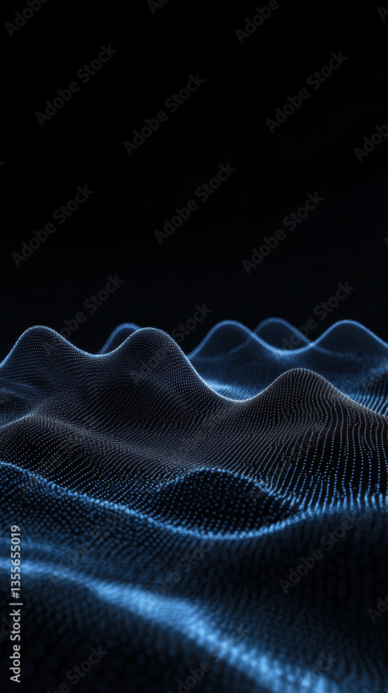 Aufkleber dynamic blue wave pattern with digital dot on dark background