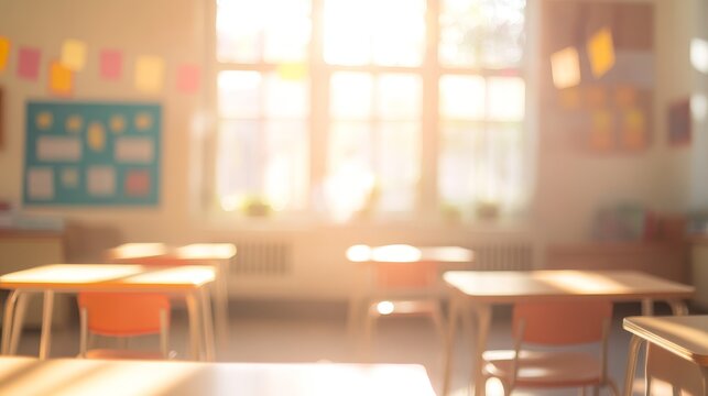 Blurred classroom background. Education concept