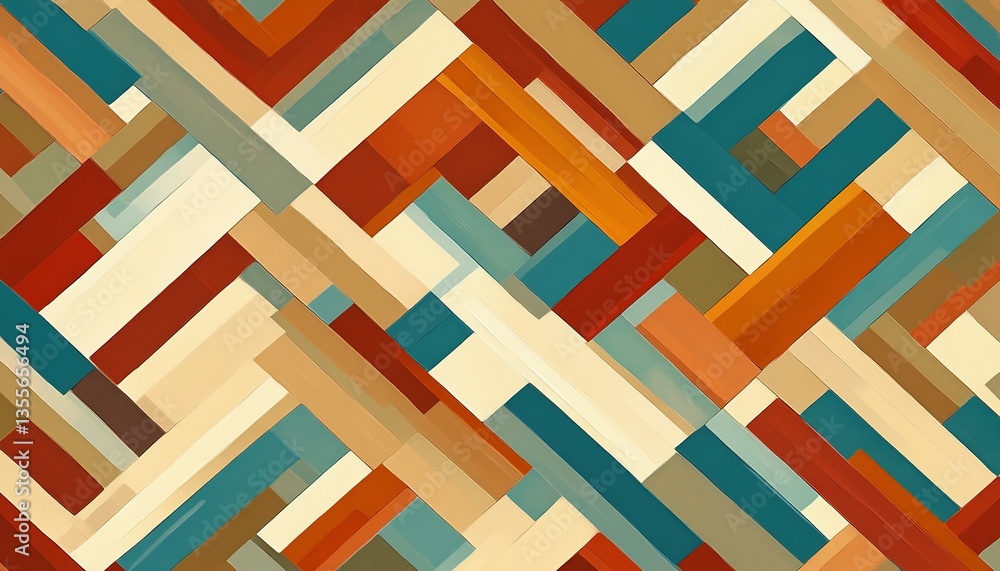 Poster colorful abstract artwork comprised of angled rectangles and various hues