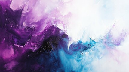 An abstract painting featuring fluid waves of colors and blended tones