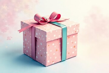 Obraz premium Subtle watercolor gift box repeat, pastel tones, light, modern