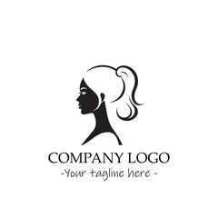 a woman silhouette black and white illustration for logo company vector image