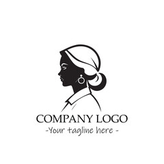 a woman silhouette black and white illustration for logo company vector image
