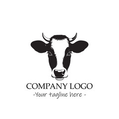 a cow silhouette black and white illustration for logo company vector image